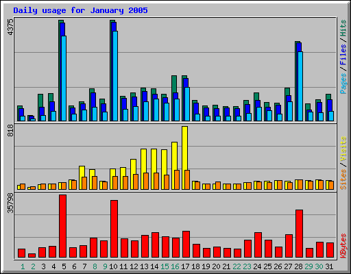 Daily usage for January 2005