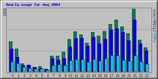 Hourly usage for May 2004